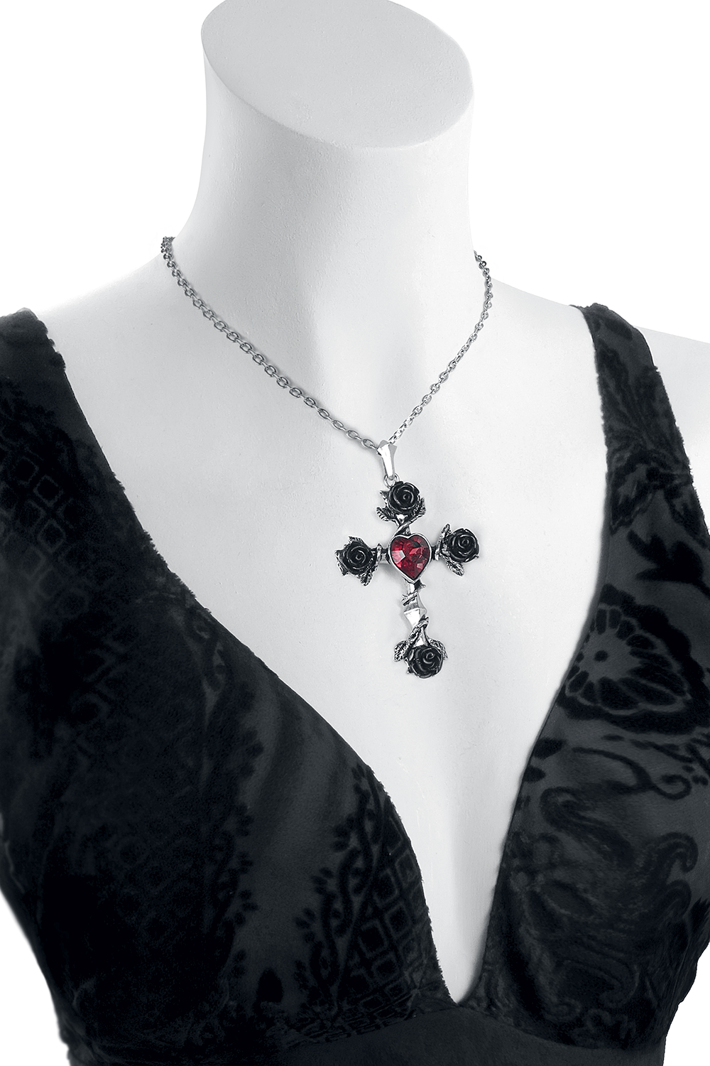 Alchemy Gothic Black Rosifix Halskette silberfarben