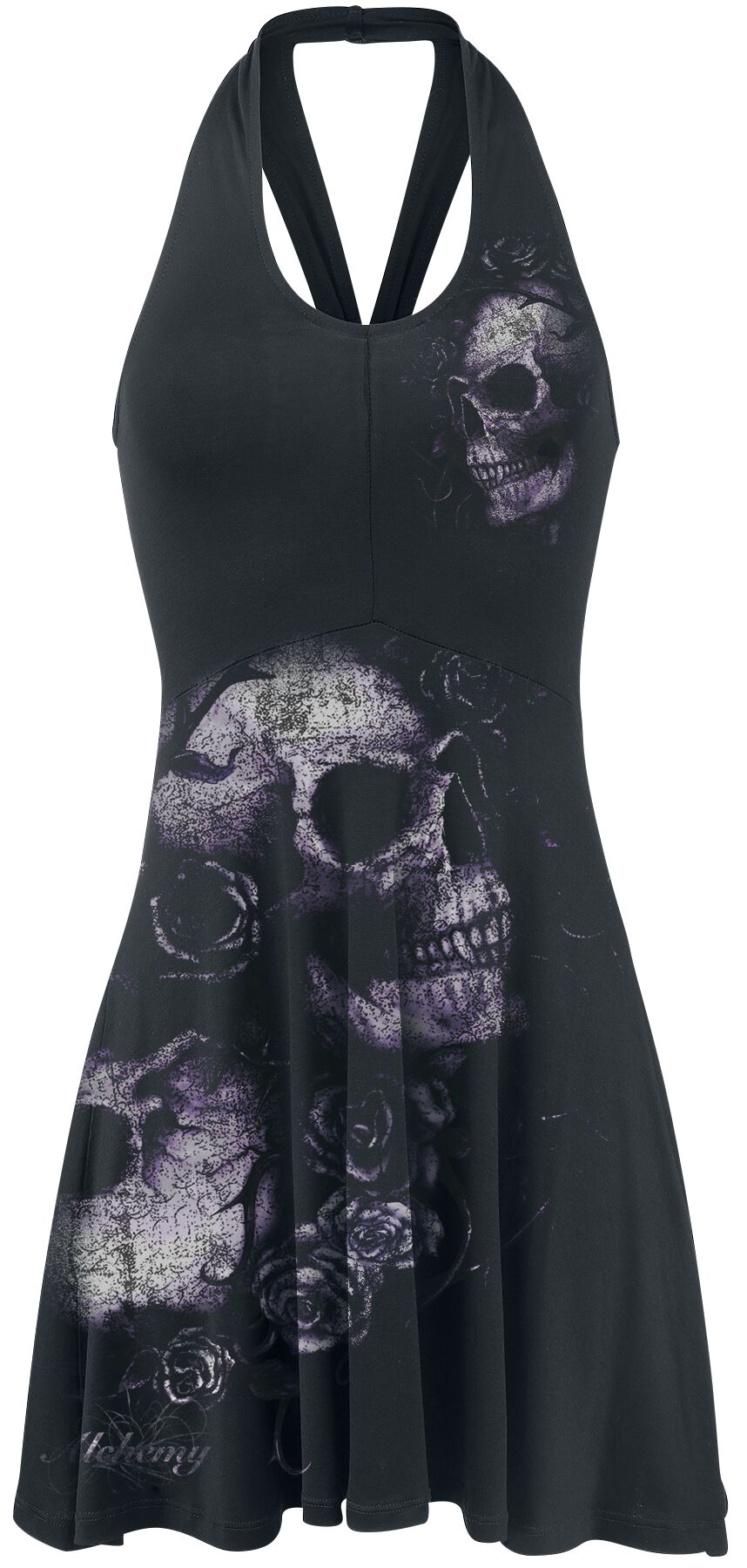 Alchemy England Dead Flowers Kurzes Kleid schwarz in XL