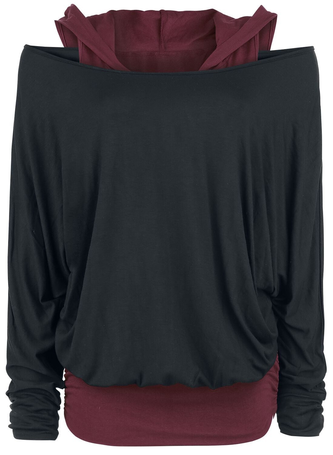 Levně Black Premium by EMP Get Loose Dámské tričko s dlouhými rukávy cerná/bordová