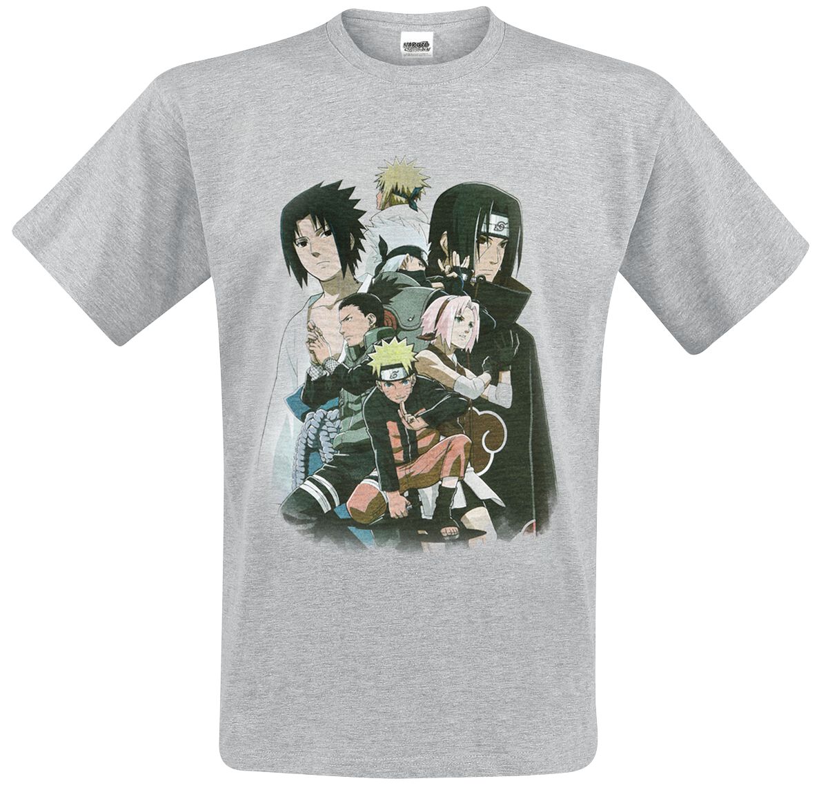 Image of T-Shirt Anime di Naruto - Shippuden - Group - M - Uomo - grigio sport