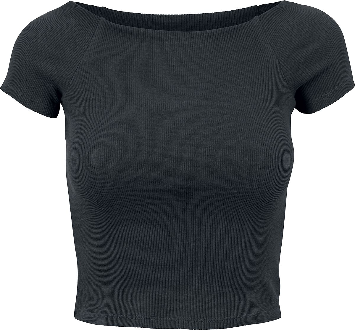 Urban Classics Ladies Off Shoulder Rib Tee T-Shirt schwarz in XS
