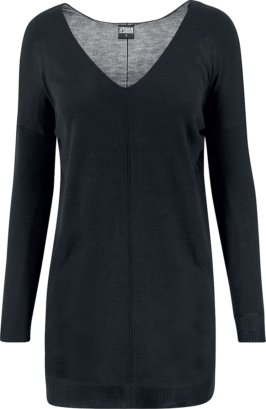 Urban Classics Sweatshirt - Ladies Fine Knit Oversize V-Neck Sweater - XS bis 4XL - für Damen - Größe XL - schwarz