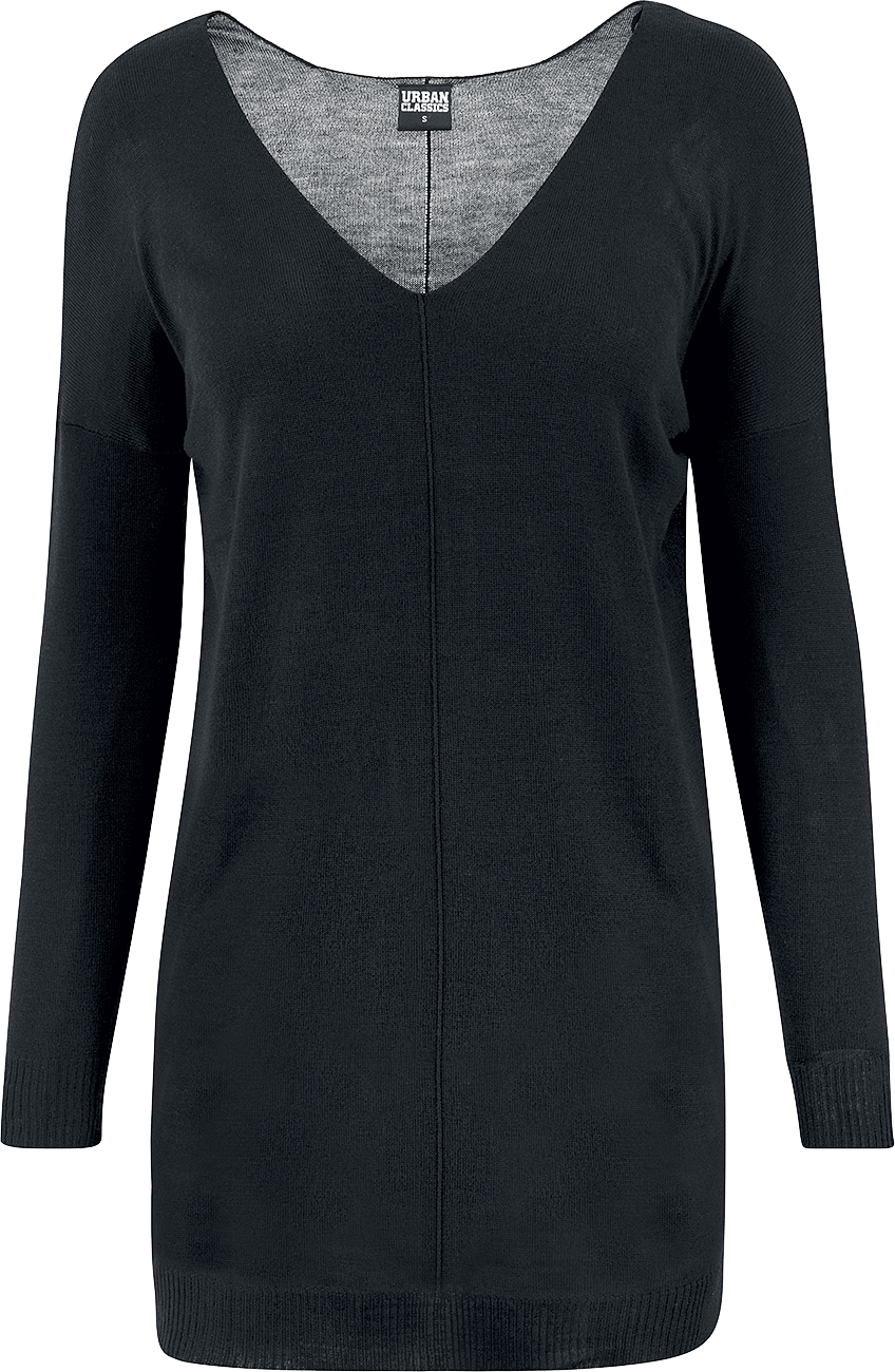 Urban Classics - Ladies Fine Knit Oversize V-Neck Sweater - Girls sweatshirt - black image