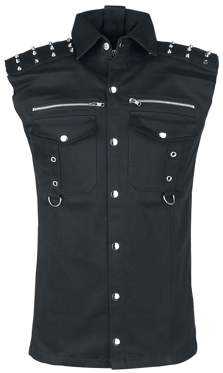 Vixxsin - Gothic Kurzarmhemd - Ronnie - S bis XL - für Männer - Größe S - schwarz