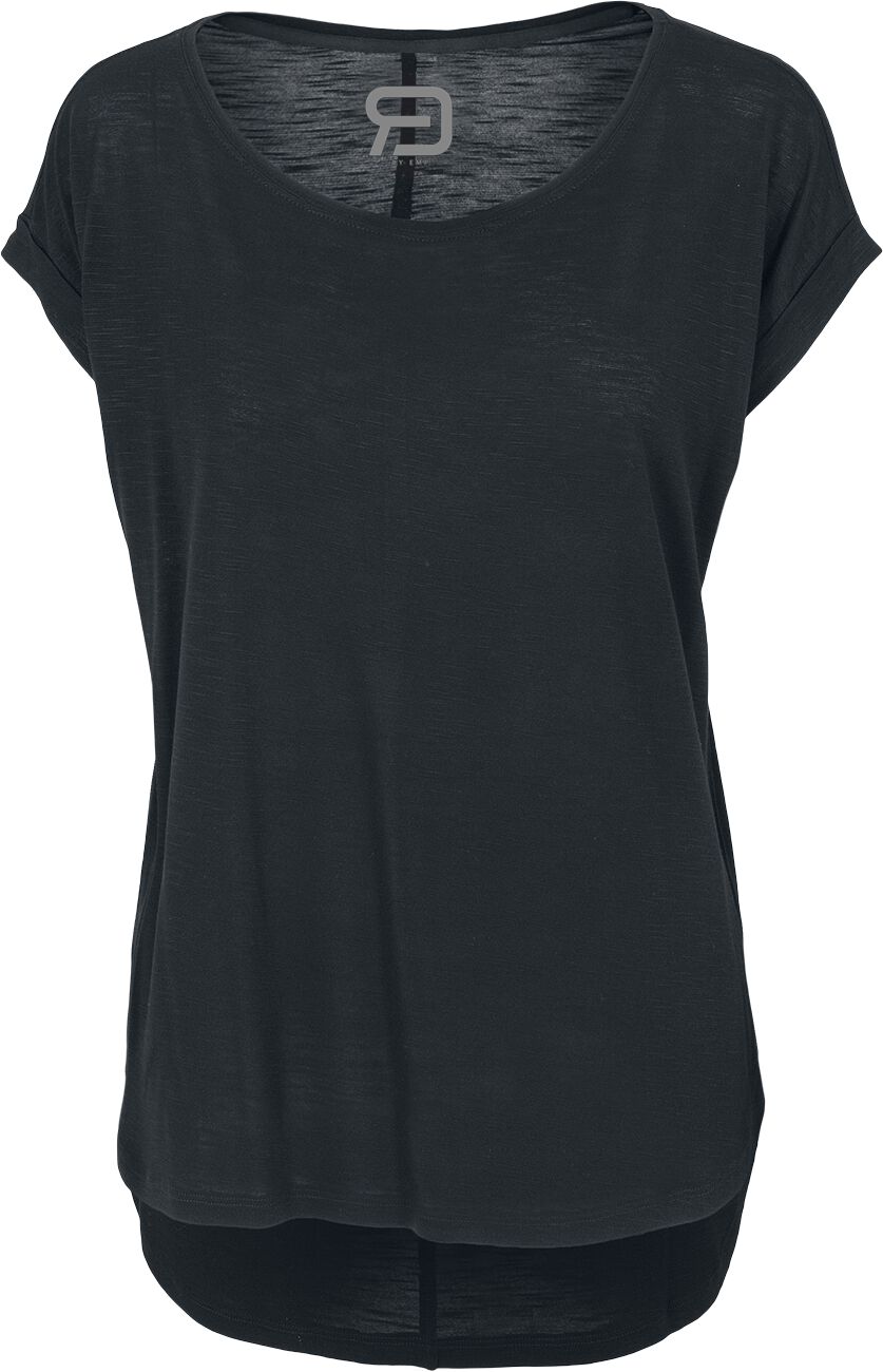 T-Shirt für Damen  schwarz Long Back Shaped Slub Tee von RED by EMP