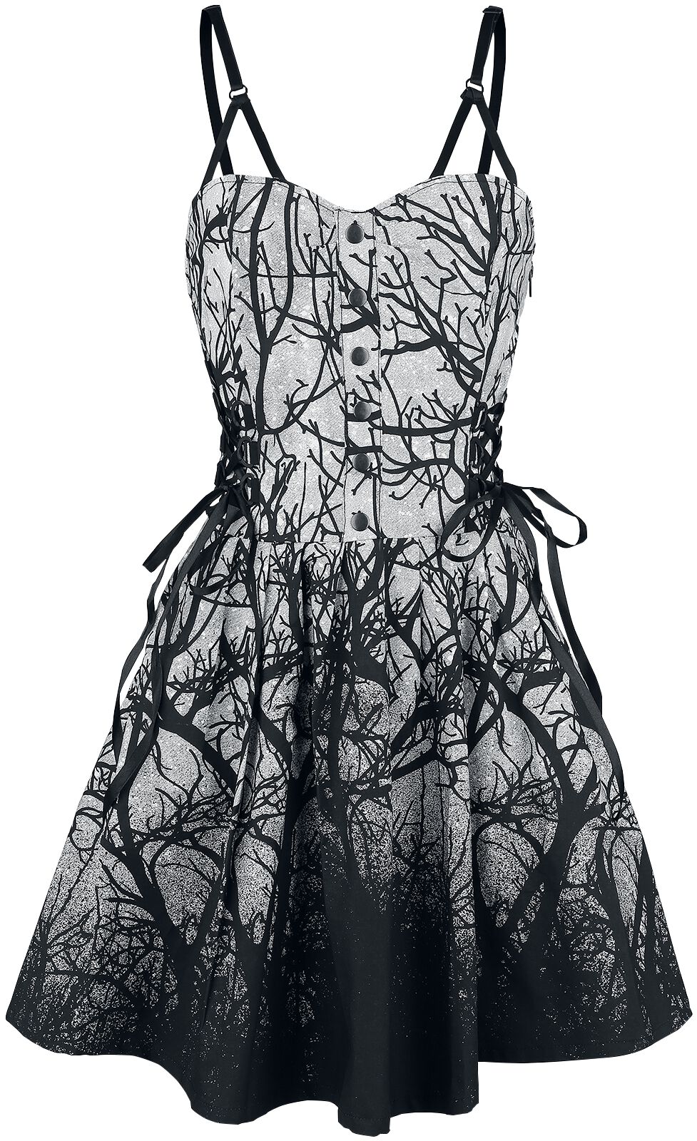 Vixxsin - Gothic Kleid knielang - Forest Dress - S bis XXL - für Damen - Größe XXL - schwarz