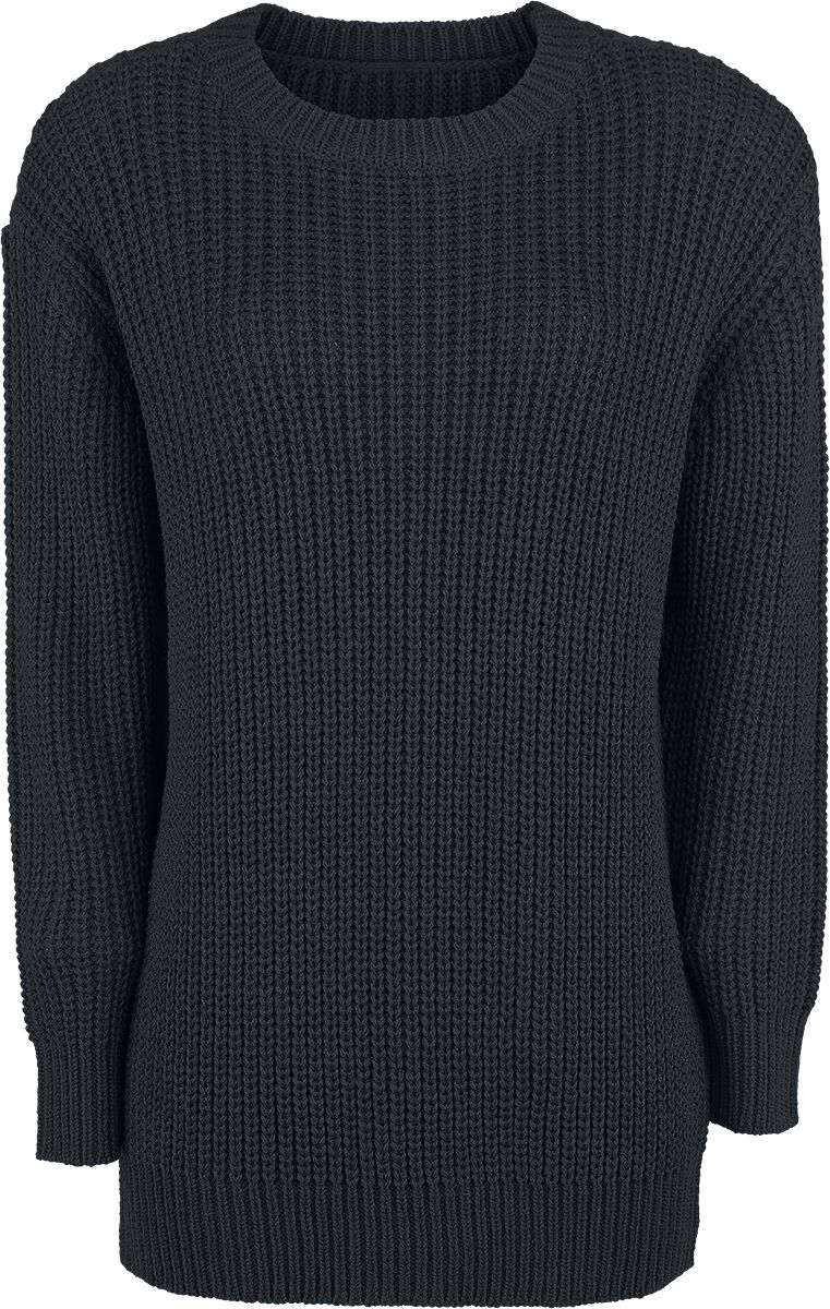 Urban Classics Strickpullover - Ladies Basic Crew Sweater - XS bis XL - für Damen - Größe L - schwarz