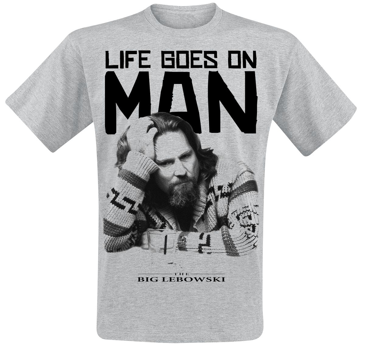 The Big Lebowski T-Shirt - Life Goes On Man - S bis XXL - für Männer - Größe XXL - grau meliert  - Lizenzierter Fanartikel