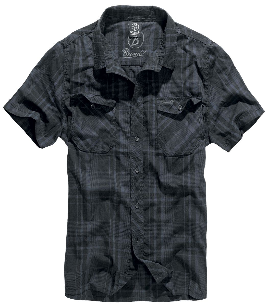 Brandit Kurzarmhemd - Roadstar - M bis 5XL - für Männer - Größe L - schwarz/blau