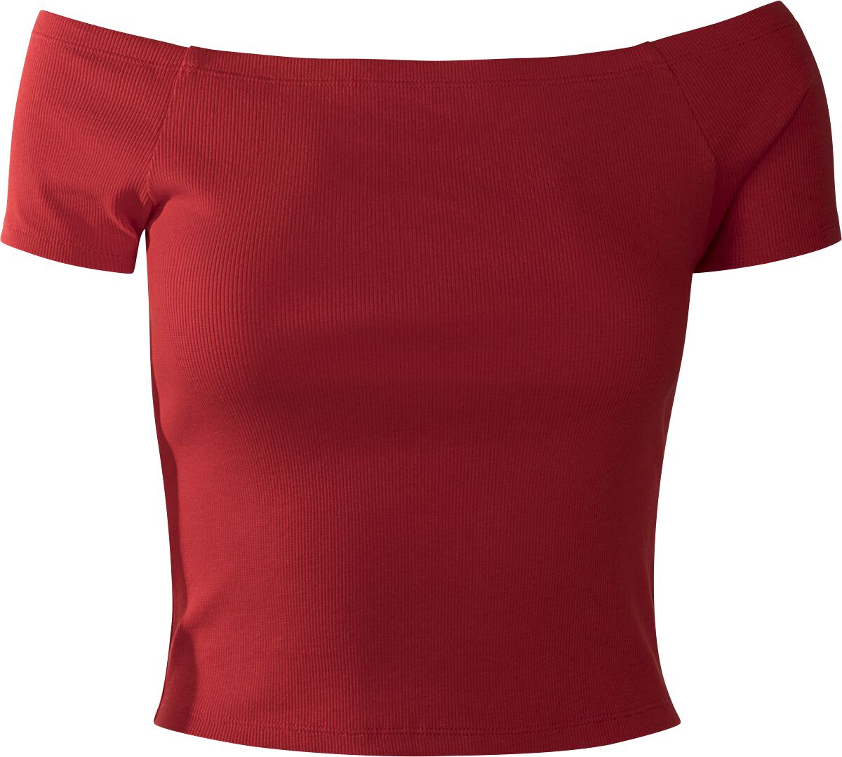 Levně Urban Classics Ladies Off Shoulder Rib Tee Dámské tričko červená