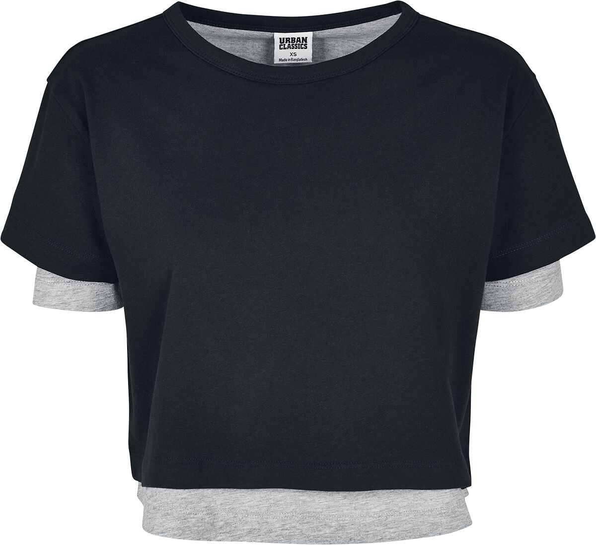 T-Shirts Urban Classics Ladies Full Double Layered Tee Girlie trøje sort-grå