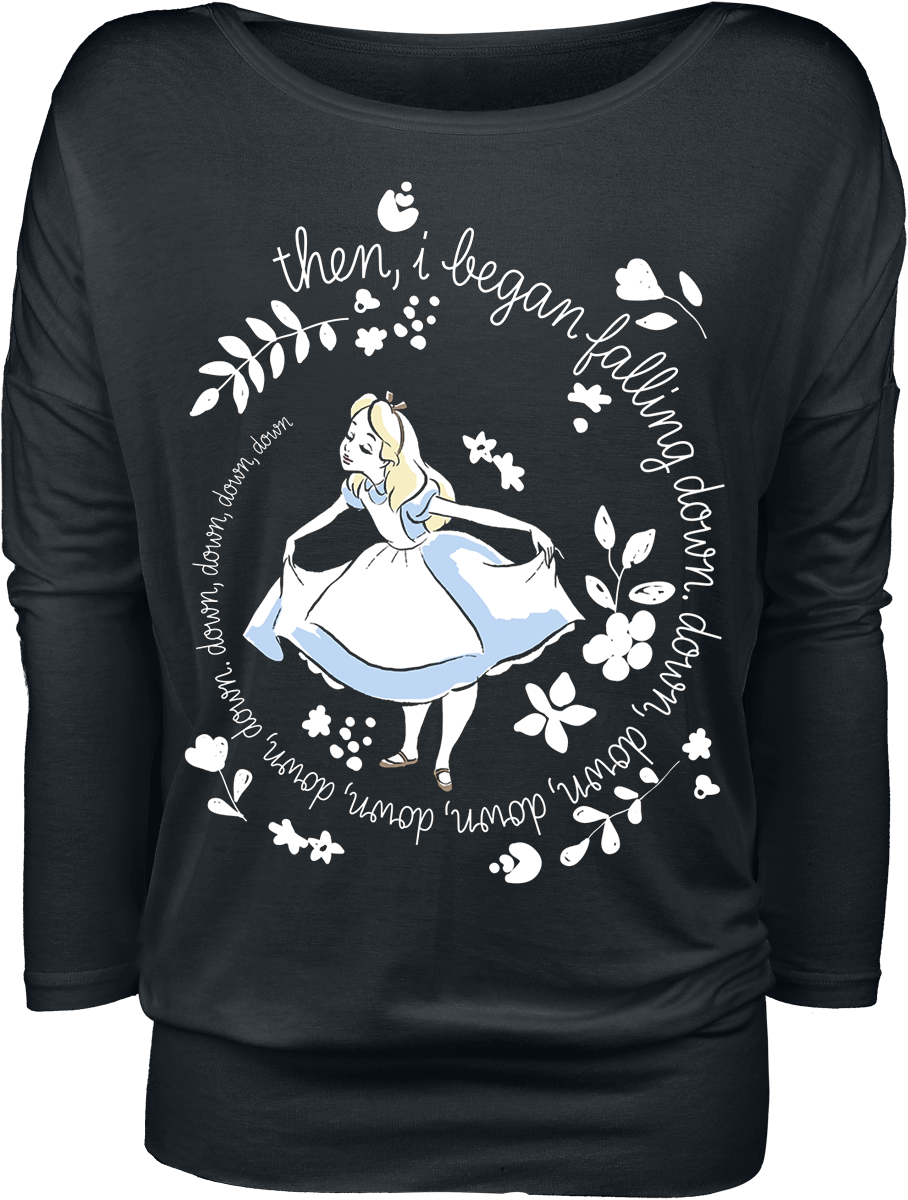 Alice in Wonderland - Falling Down - Girls longsleeve - black image