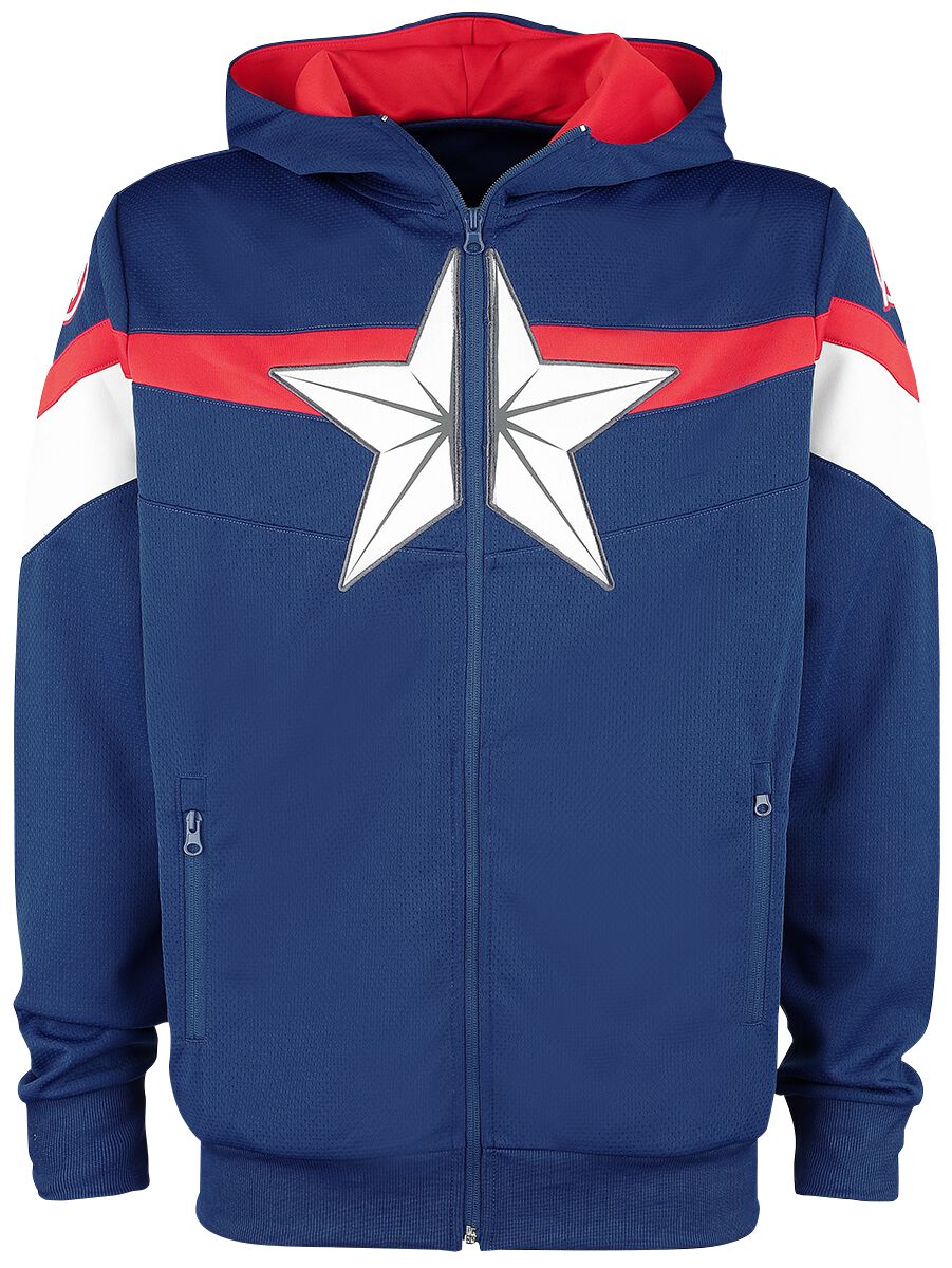 Captain America Tech Hoodie Hooded zip dark blue