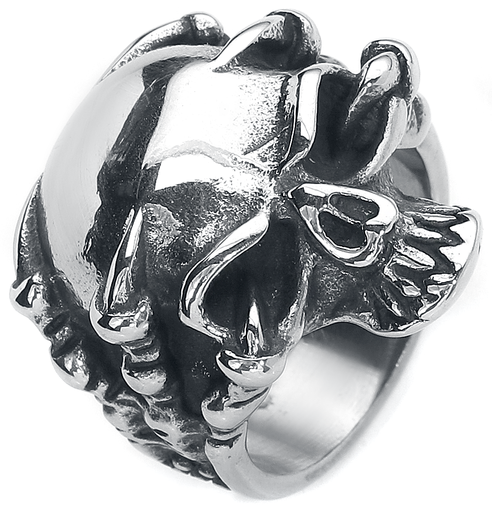 etNox hard and heavy Klauenschädel Ring silberfarben
