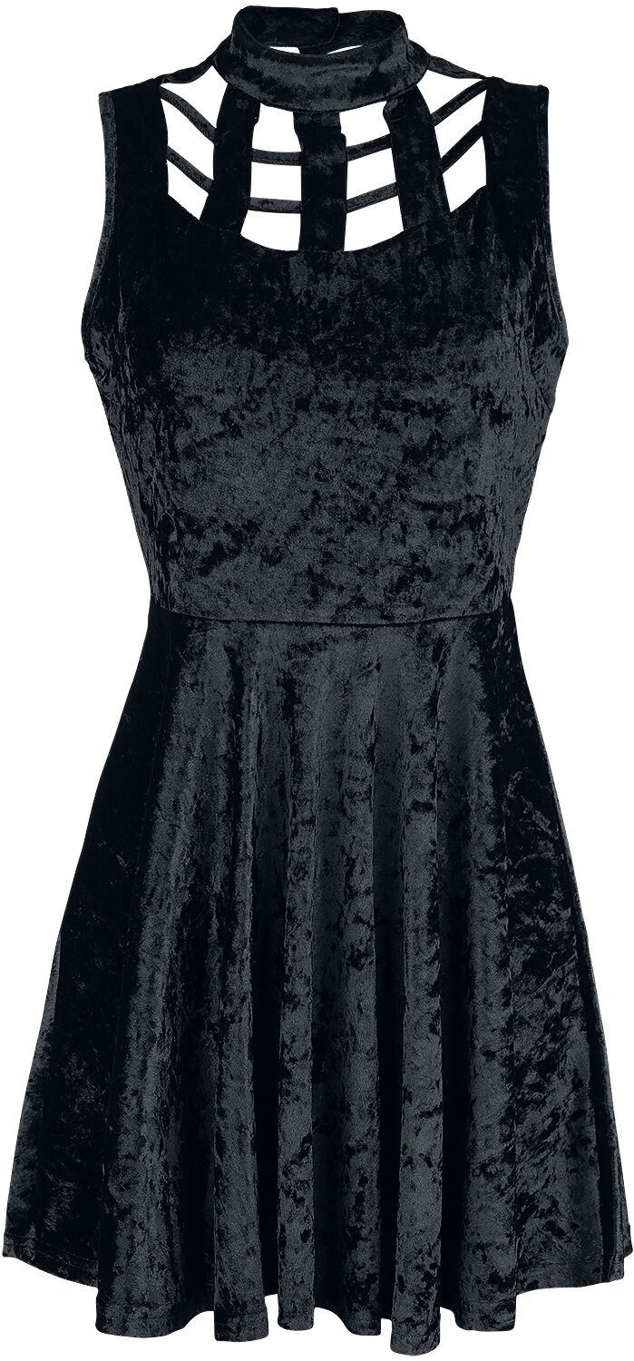 Jawbreaker Veleveteen Dream Caged Neck Mini Dress Short dress black