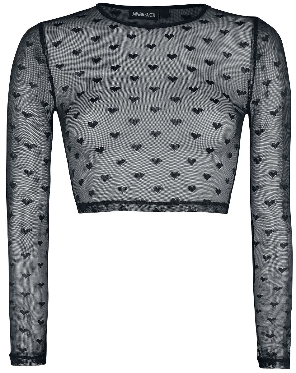 Levně Jawbreaker Crop top Don´t Mesh With My Heart Dámské tričko s dlouhými rukávy černá