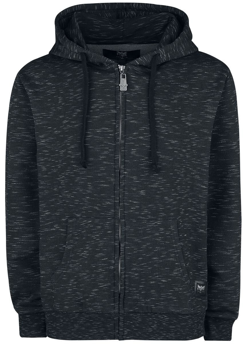 Levně Black Premium by EMP Žíhaná bunda s kapucí Mikina s kapucí na zip cerná/šedá