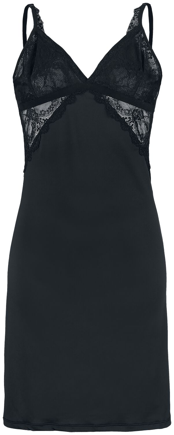 Chemise de nuit de Black Premium by EMP - Chemise De Nuit Noire Avec Dentelle - S à XL - pour Femme 
