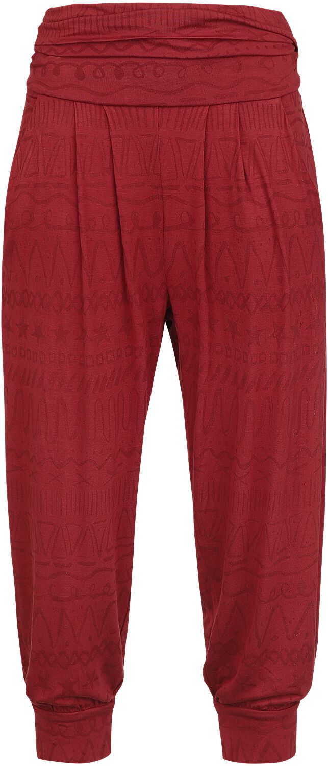 Image of RED by EMP Sport und Yoga - rote Stoffhose mit Alloverprint Girl-Hose bordeaux
