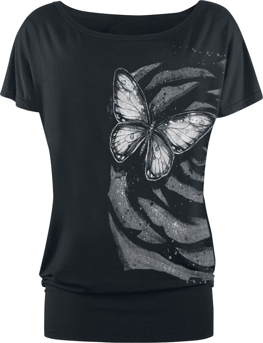 Image of T-Shirt di Full Volume by EMP - T-shirt with Butterfly Print - S a 5XL - Donna - nero