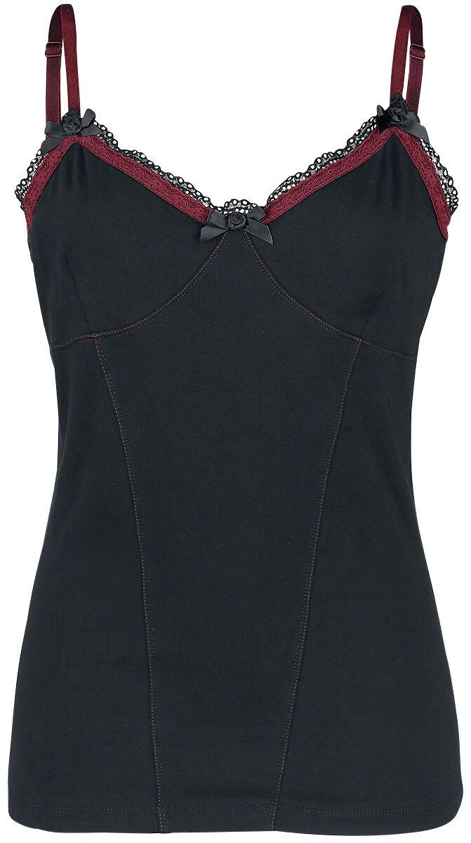 Image of Top Gothic di Gothicana by EMP - Top with Lace - S a XXL - Donna - nero/bordeaux