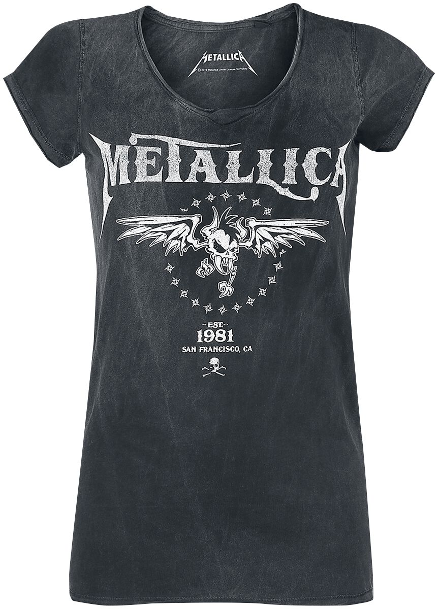 T-Shirt Manches courtes de Metallica - Biker - S à 4XL - pour Femme - noir/gris