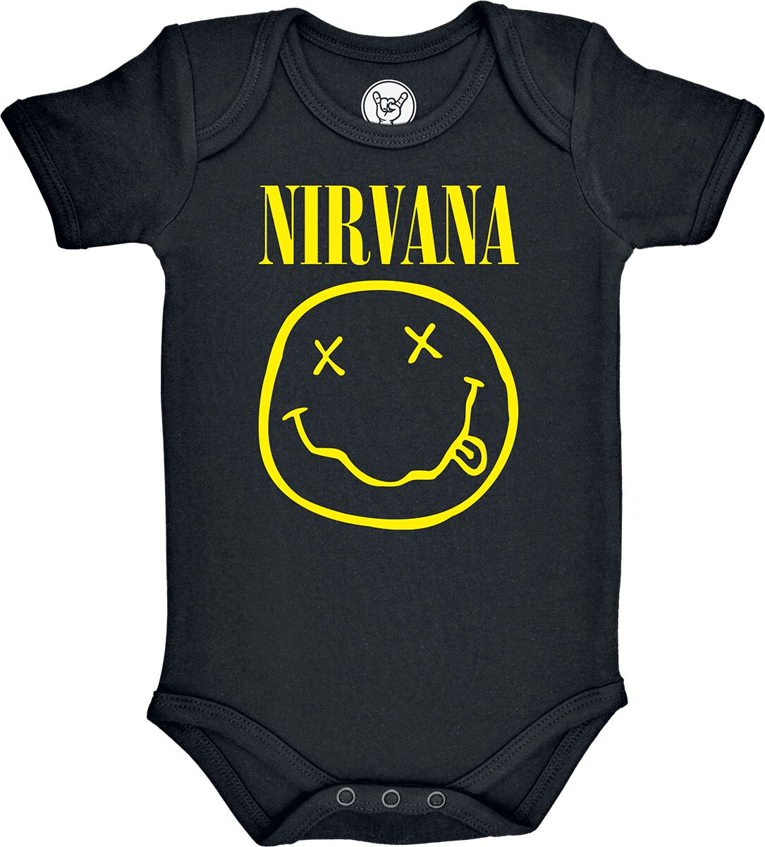 Nirvana Body für Neugeborene - Metal-Kids - Smiley - für Mädchen & Jungen - schwarz  - Lizenziertes Merchandise!