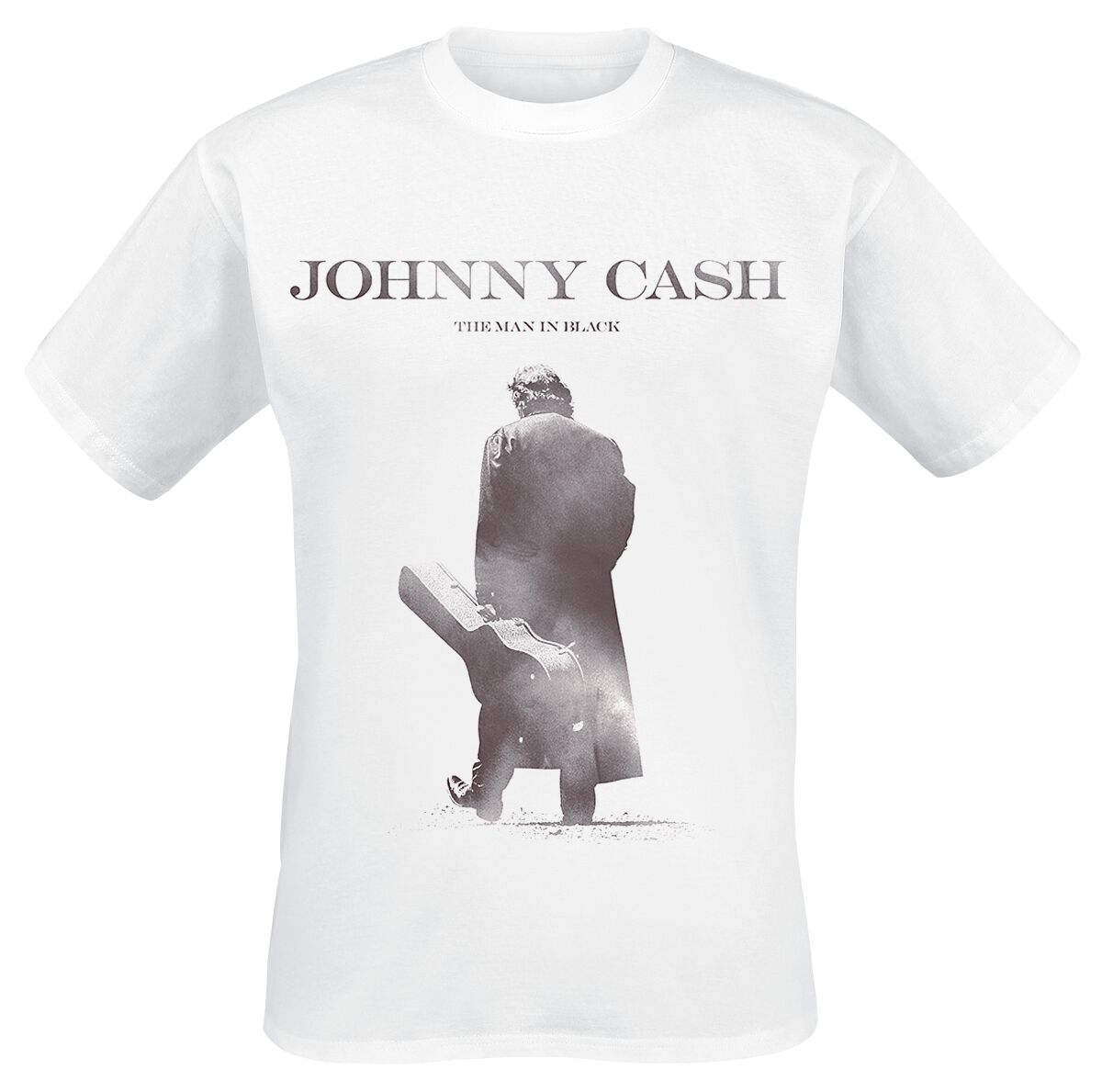 Johnny Cash Walking Guitar T-Shirt white