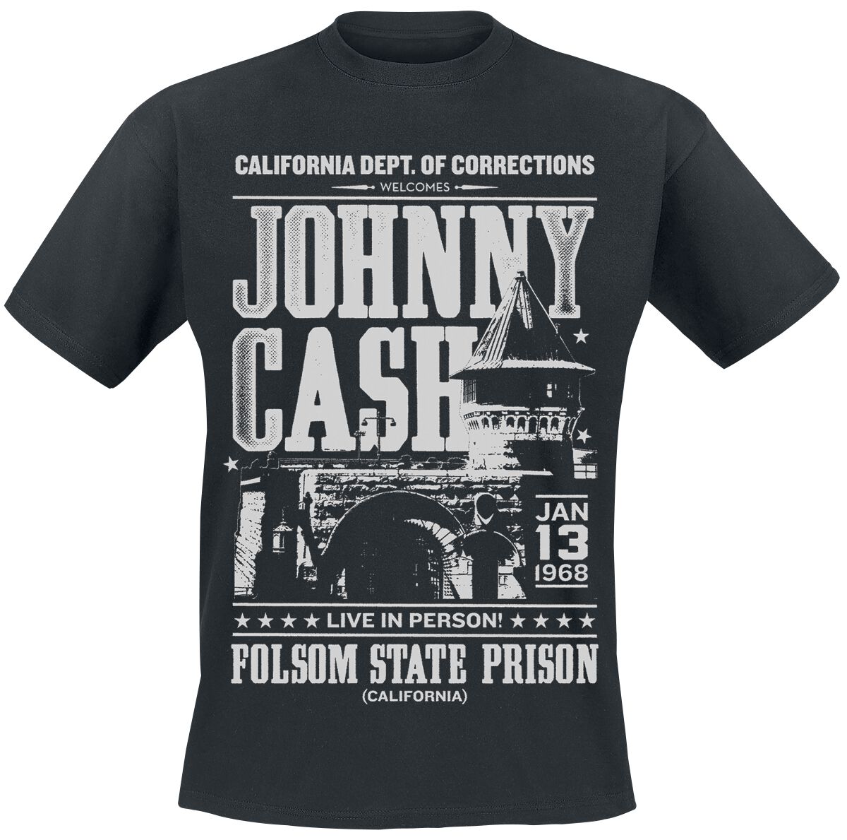 Image of Johnny Cash Folsom State Prison T-Shirt schwarz