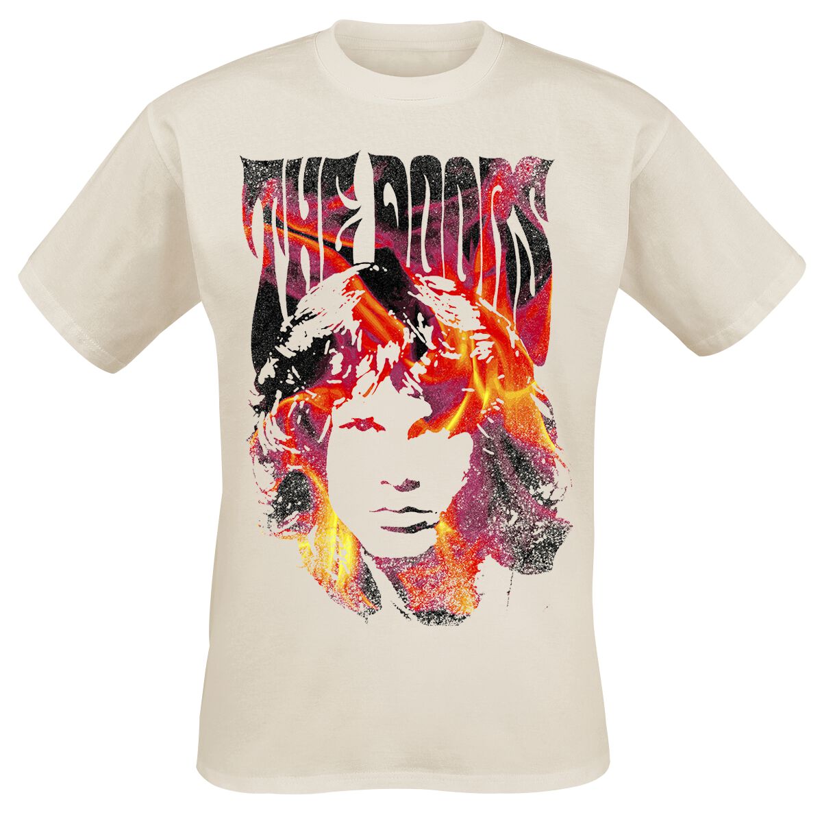 The Doors T-Shirt - Jim Face Fire - S bis XXL - für Männer - Größe XXL - creme  - Lizenziertes Merchandise!