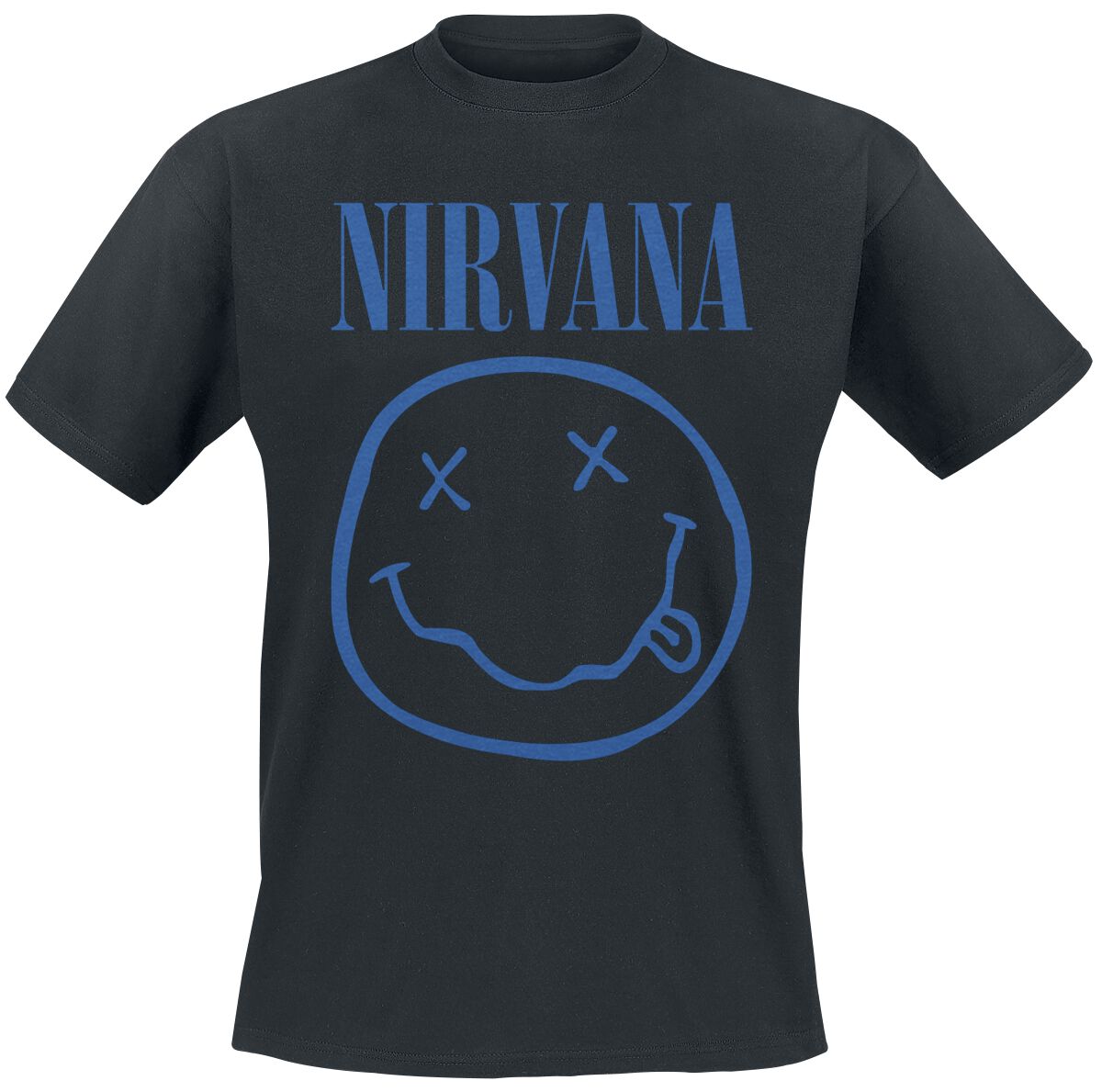 Nirvana T-Shirt - Blue Smiley - S bis XXL - für Männer - Größe S - schwarz  - Lizenziertes Merchandise!