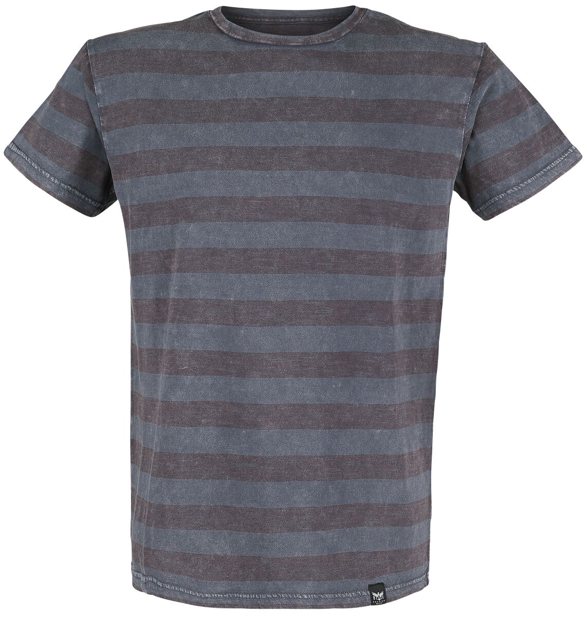 Levně Black Premium by EMP Šedé tričko s horizontálními proužky a klasickým výstřihem Tričko šedá
