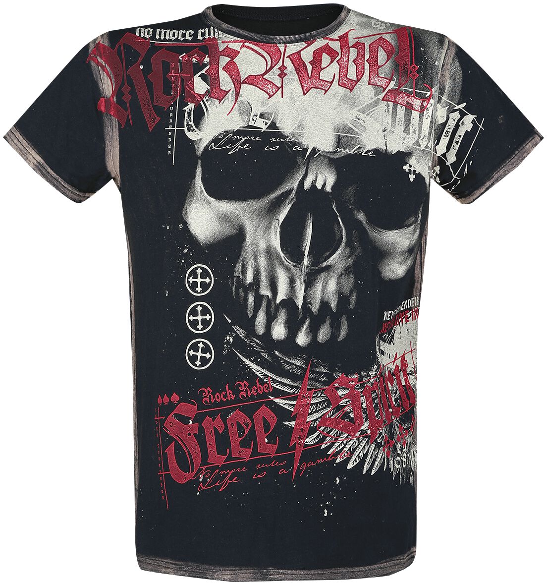 Image of T-Shirt di Rock Rebel by EMP - T-Shirt with Skull Print - M a L - Uomo - nero