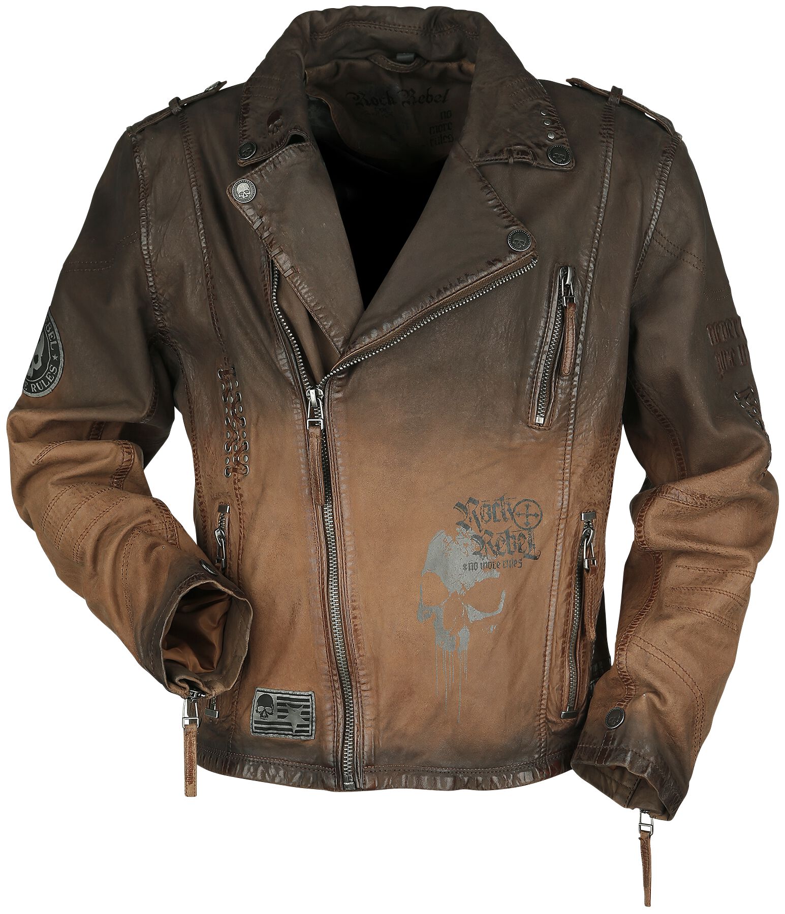Rock Rebel by EMP Biker Leather Jacket with Colour-Run Leather Jacket brown