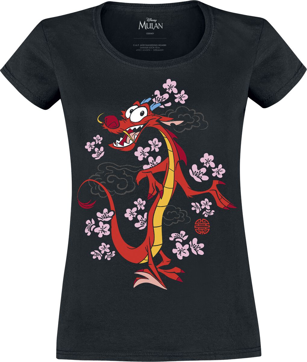 T-Shirt Manches courtes Disney de Mulan - Mushu - S à XXL - pour Femme - noir