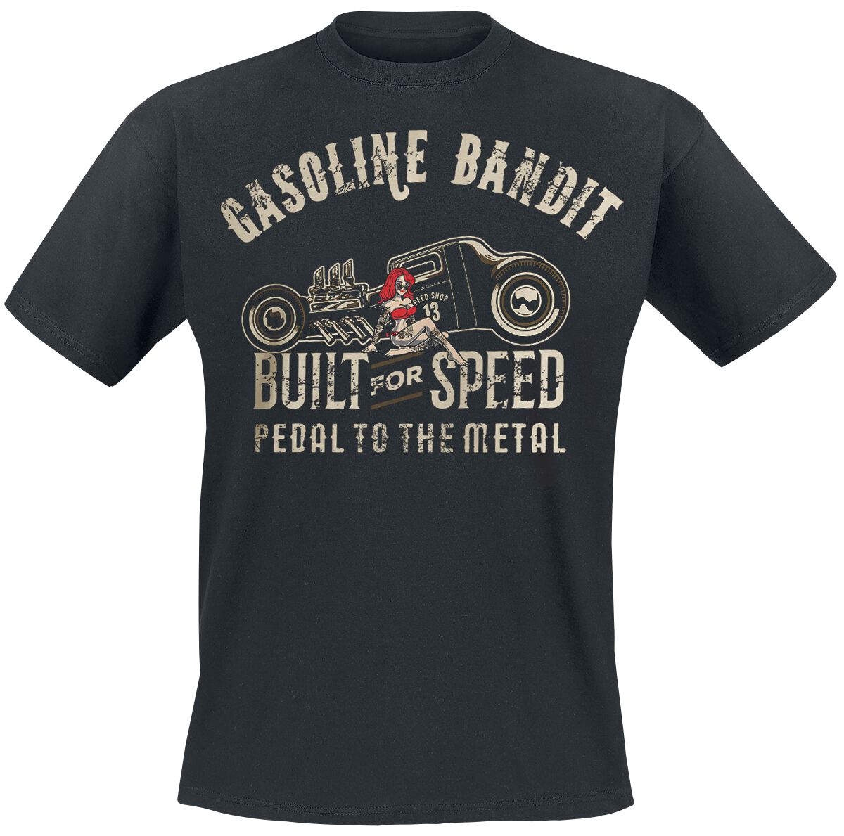 Gasoline Bandit Built For Speed T-Shirt black
