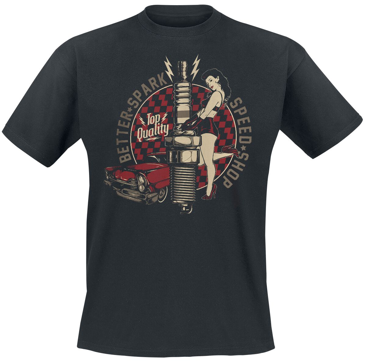 Image of T-Shirt Rockabilly di Gasoline Bandit - Better Spark - S a M - Uomo - nero