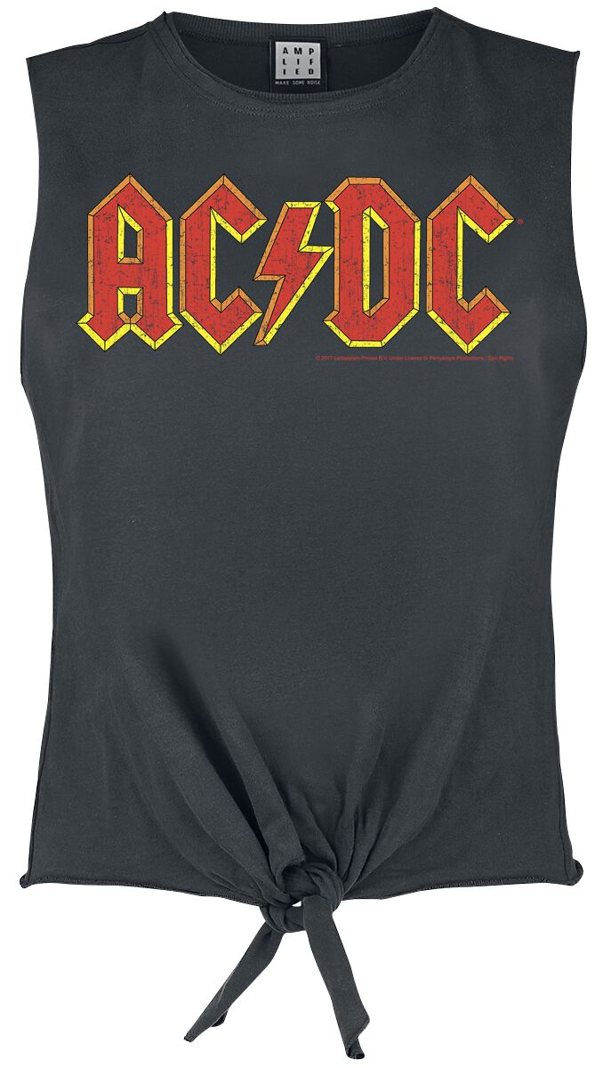 Image of AC/DC Amplified Collection - Logo Girl-Top charcoal