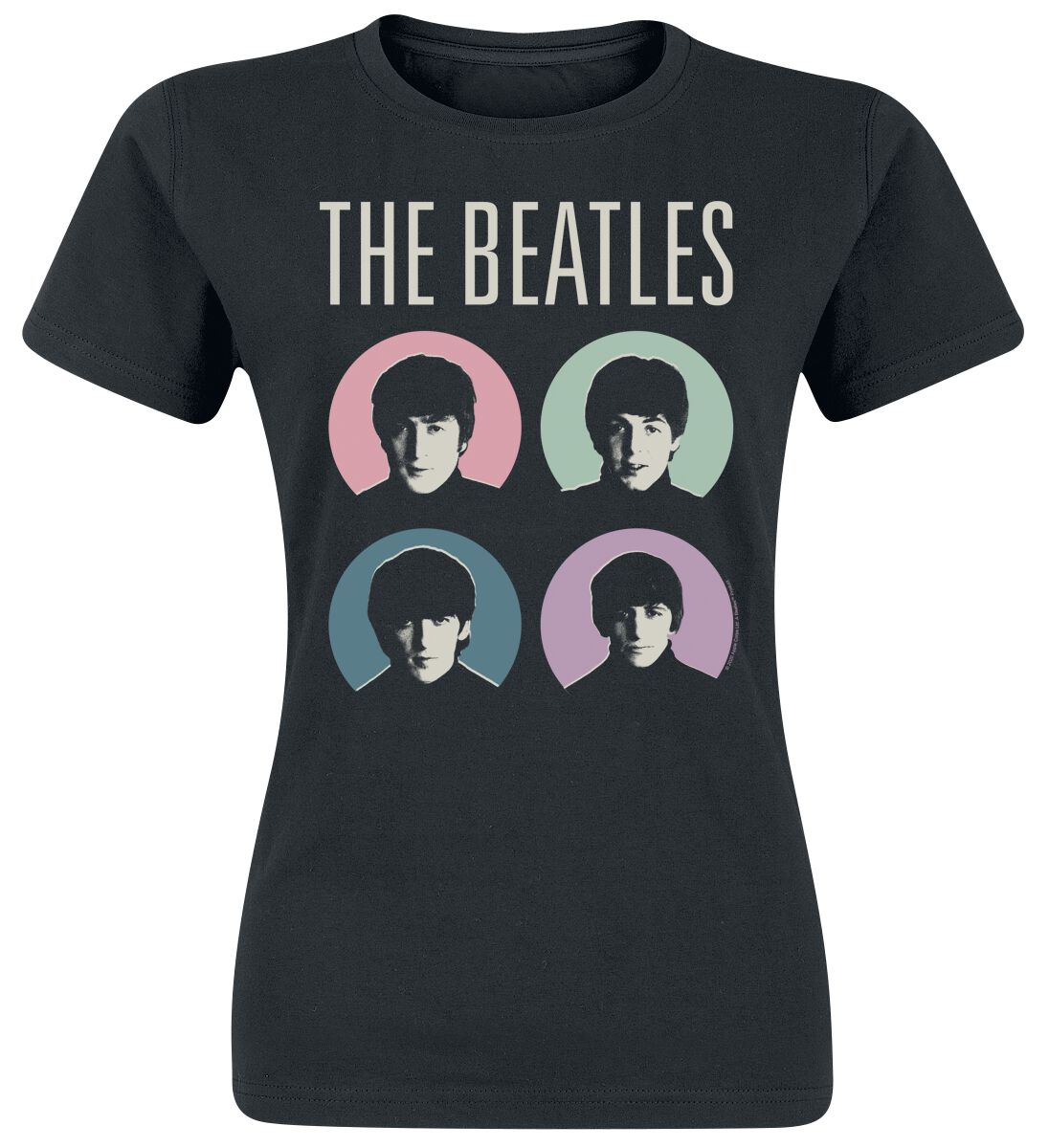 Image of The Beatles Circle Faces Girl-Shirt schwarz