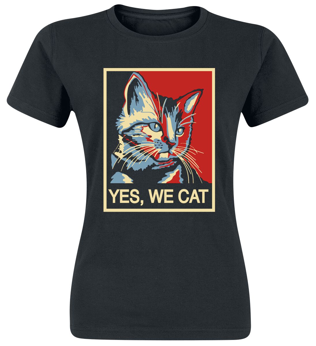 Image of T-Shirt Magliette Divertenti di Animaletti - Yes, We Cat - XS a 3XL - Donna - nero