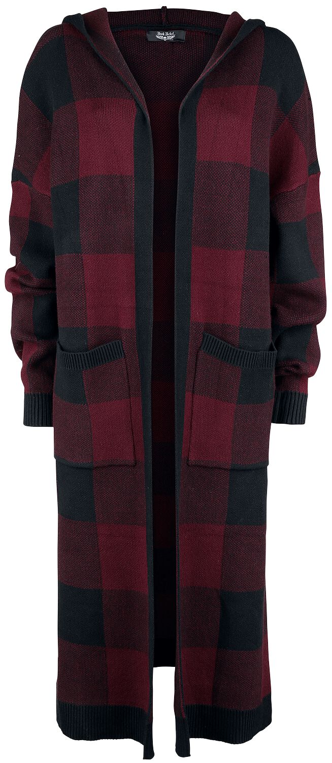 Image of Cardigan di Rock Rebel by EMP - Black/red checkered cardigan with hood - 3XL-5XL a L-2XL - Donna - nero/rosso
