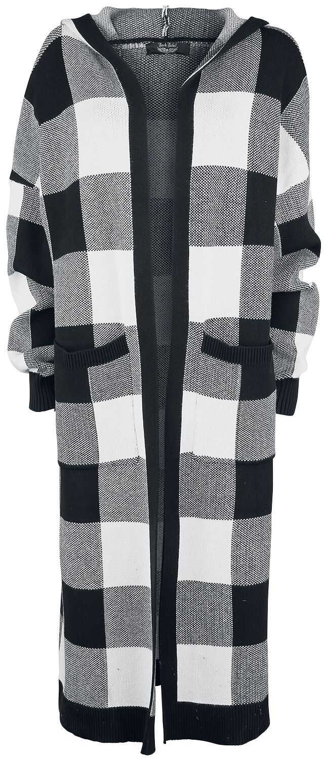 Image of Cardigan di Rock Rebel by EMP - Black/white checkered cardigan with hood - 3XL-5XL a L-2XL - Donna - nero/bianco