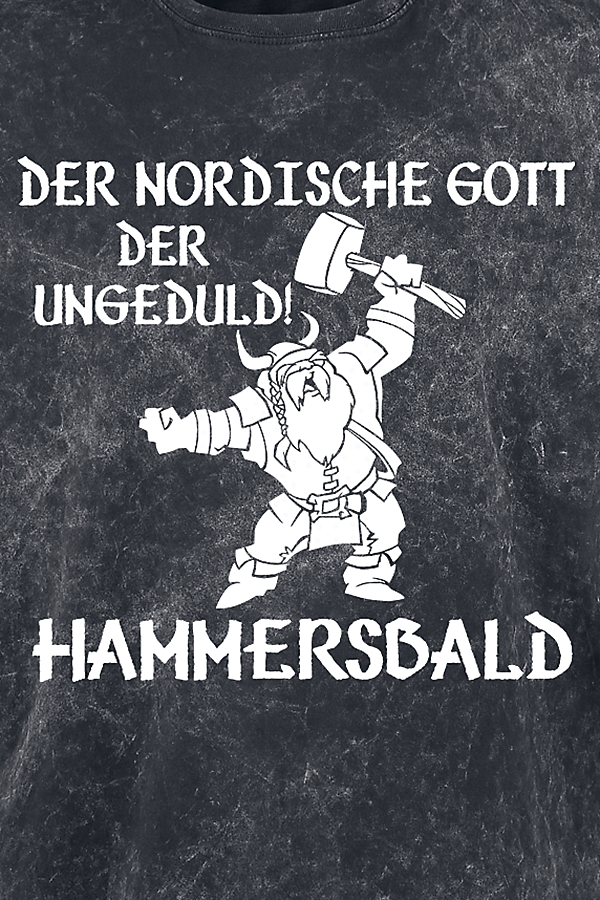 Funshirt T-Shirt - Der nordische Gott der Ungeduld! Hammersbald - L - für Männer - Größe L - dunkelgrau