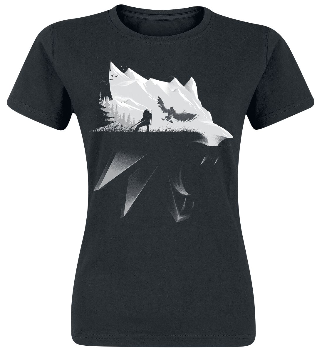 The Witcher Wolf Silhouette T-Shirt schwarz – 25.01% Rabatt