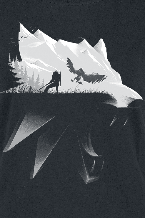 The Witcher Wolf Silhouette T-Shirt schwarz - 25.01% Rabatt