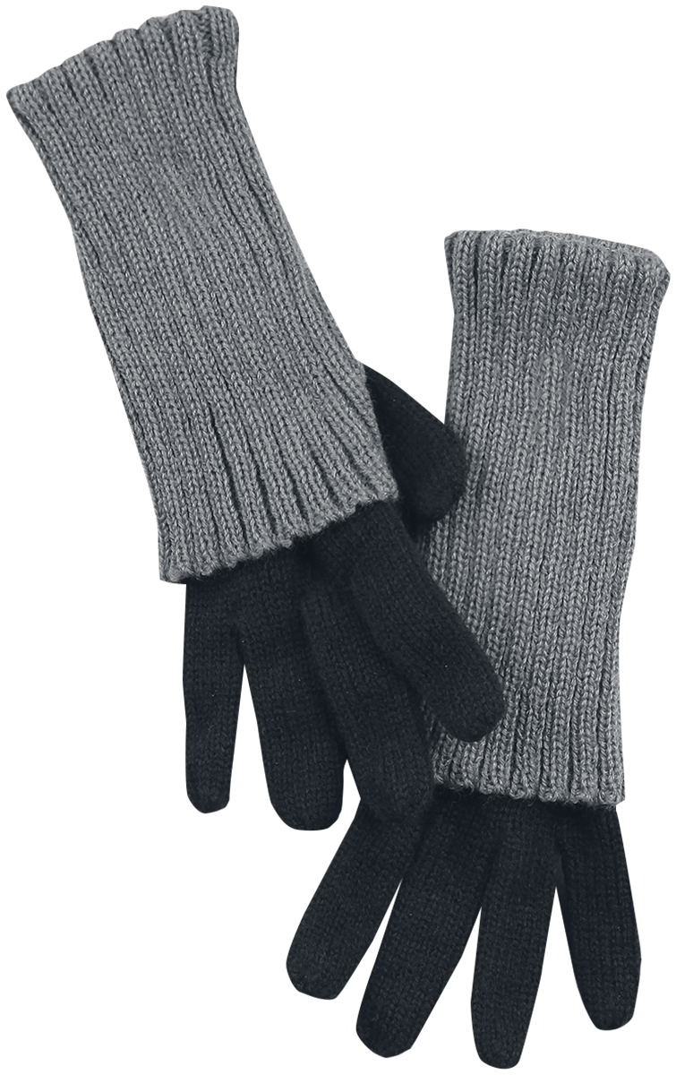 Forplay  Full-fingered gloves - Knitted gloves with cuff and thumb hole - for Women - black-grey