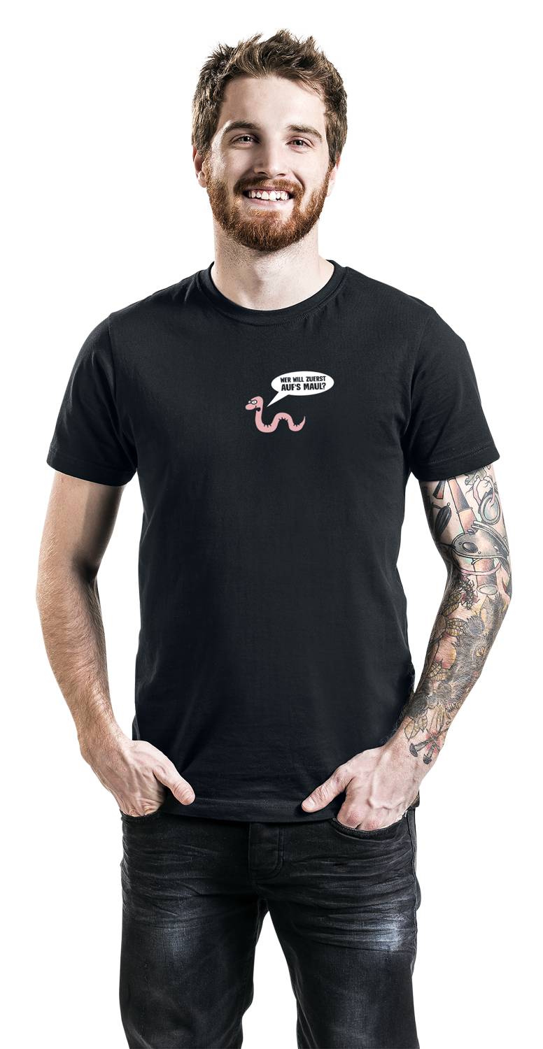 Tierisch Wer will zuerst auf's Maul? T-Shirt schwarz