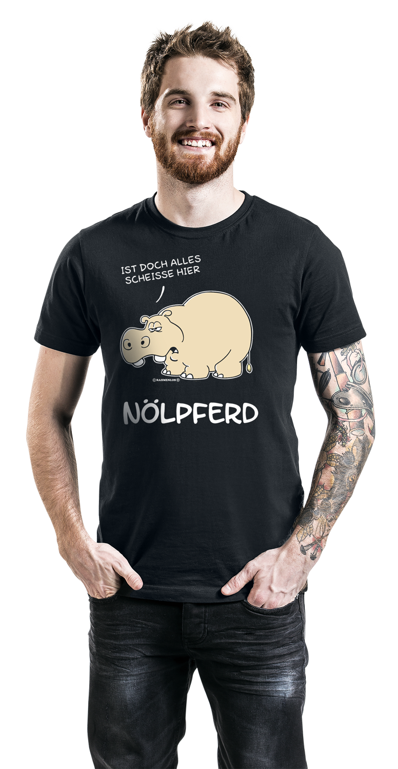 Thumbnail - Tierisch Nölpferd T-Shirt schwarz in 4XL