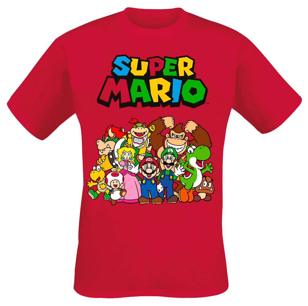 T-Shirt Manches courtes Gaming de Super Mario - Photo De Groupe - S à L - pour Homme - rouge