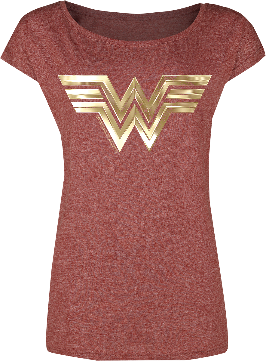 Wonder Woman - DC Comics T-Shirt - Golden Symbol - XL bis XXL - für Damen - Größe XXL - rot meliert  - Lizenzierter Fanartikel